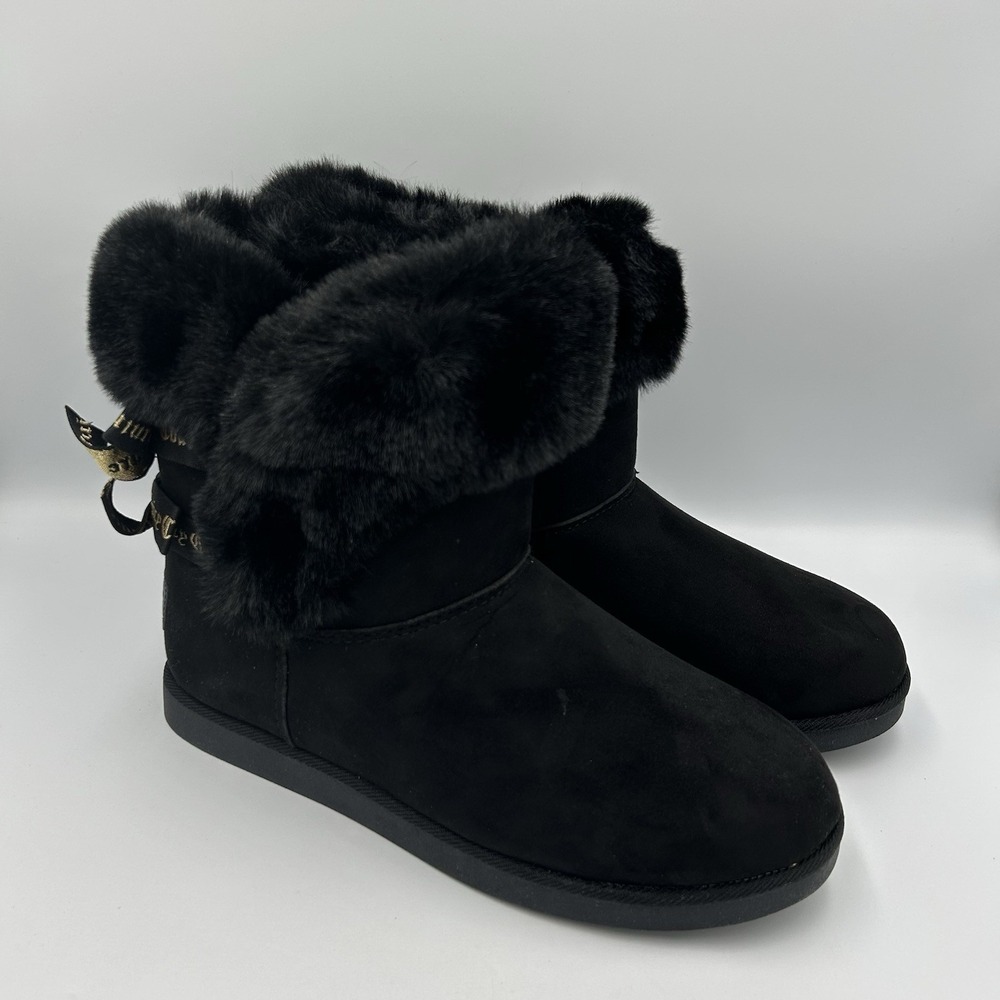 Juicy Couture Womens‎ Faux Fur Lined Boots Solid Black Size 9